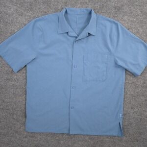 Lululemon Lightweight Camp Collar Shirt Mens Large Blue Relaxed Fit Performance